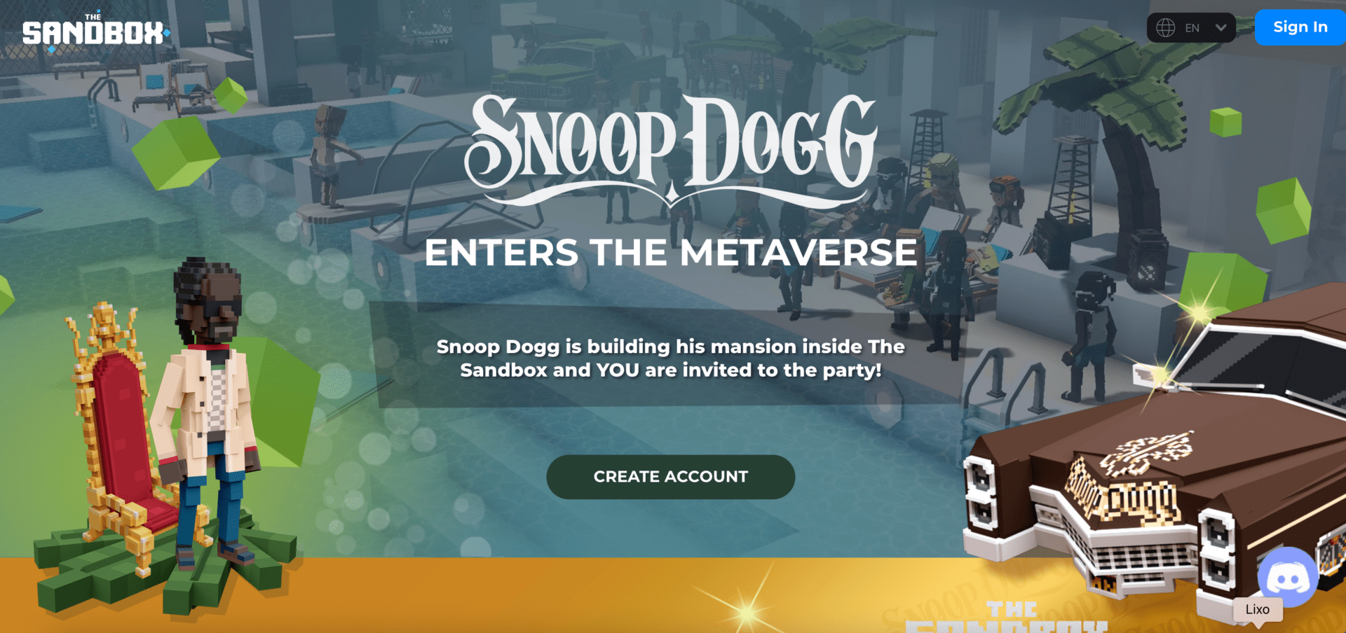 Snoop Dogg no metaverso Sandbox