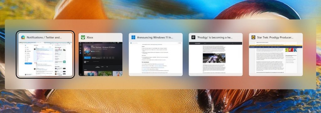 Novo Alt+tab no Windows 11