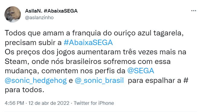 Tweet Sega 1