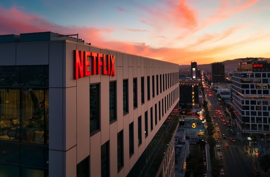 Netflix logo on a building
