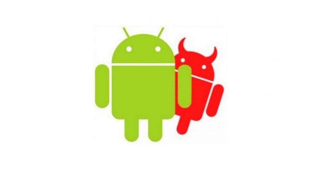 Image with the Android symbol hiding a red version and "upholstered" himself