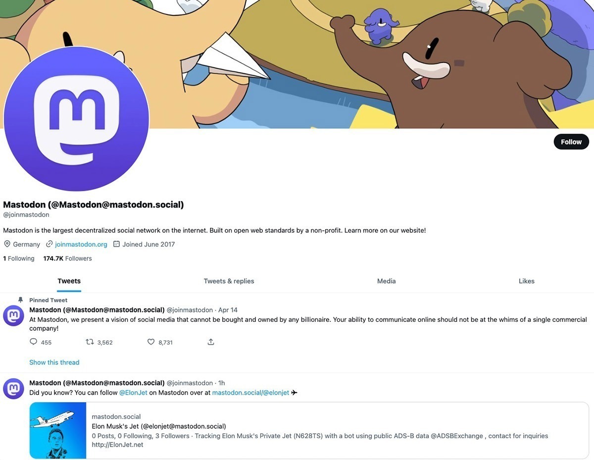 Twitter suspende conta de concorrente Mastodon