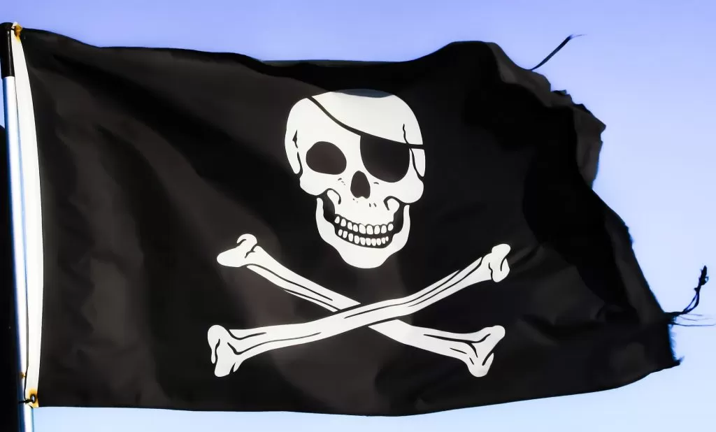 Bandeira pirata representando a pirataria