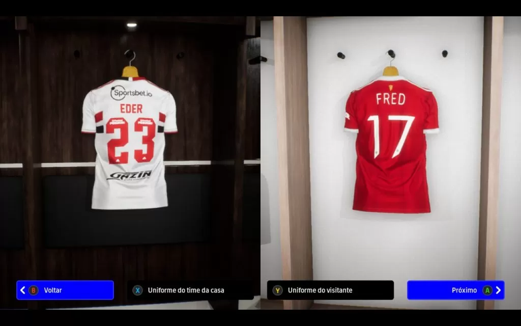 Escolha de uniformes no eFootball 2022