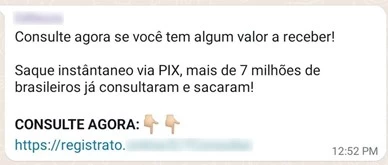 Golpe no WhatsApp mira brasileiros cadastrados no site 'Valores a Receber' do Banco Central