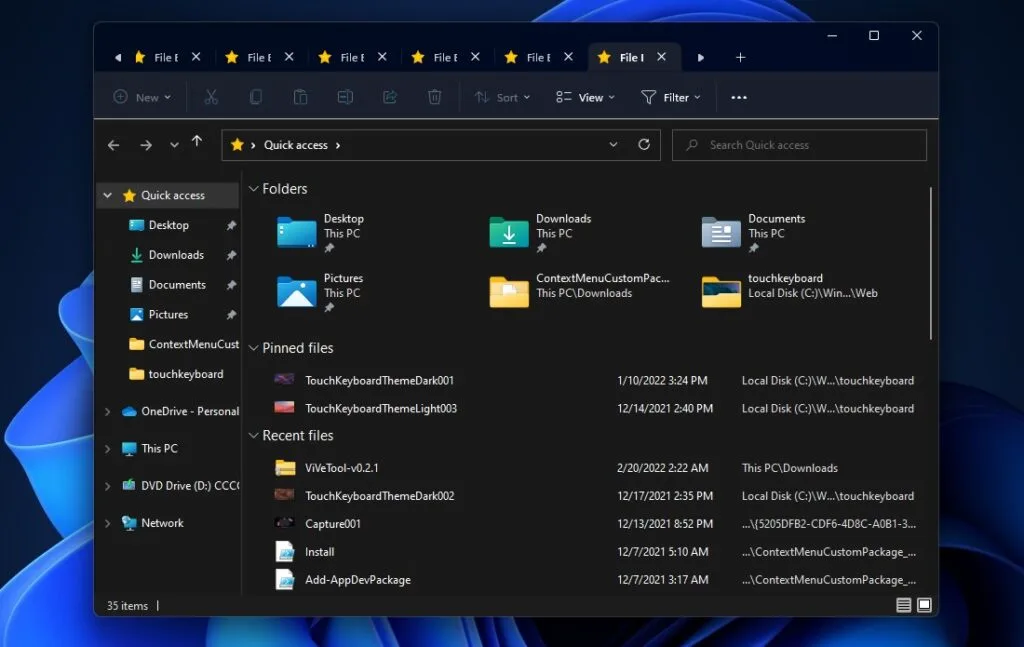 Explorador de arquivos com abas - Windows 11