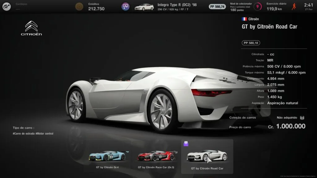 Gran Turismo 7 - concessionário de carros novos