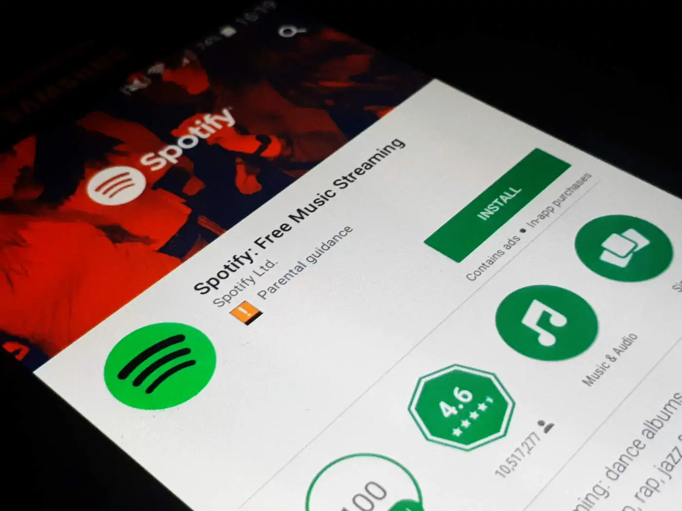 Spotify na Google Play Store