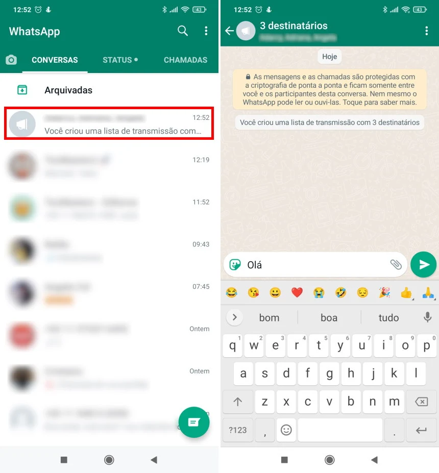 Como usar a lista de transmissão do WhatsApp - Passo 3