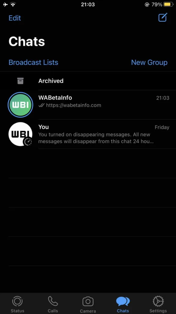 Status - WhatsApp Beta iOS
