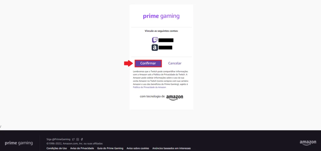 Como vincular a assinatura do Amazon Prime com uma conta na Twitch - Passo 4