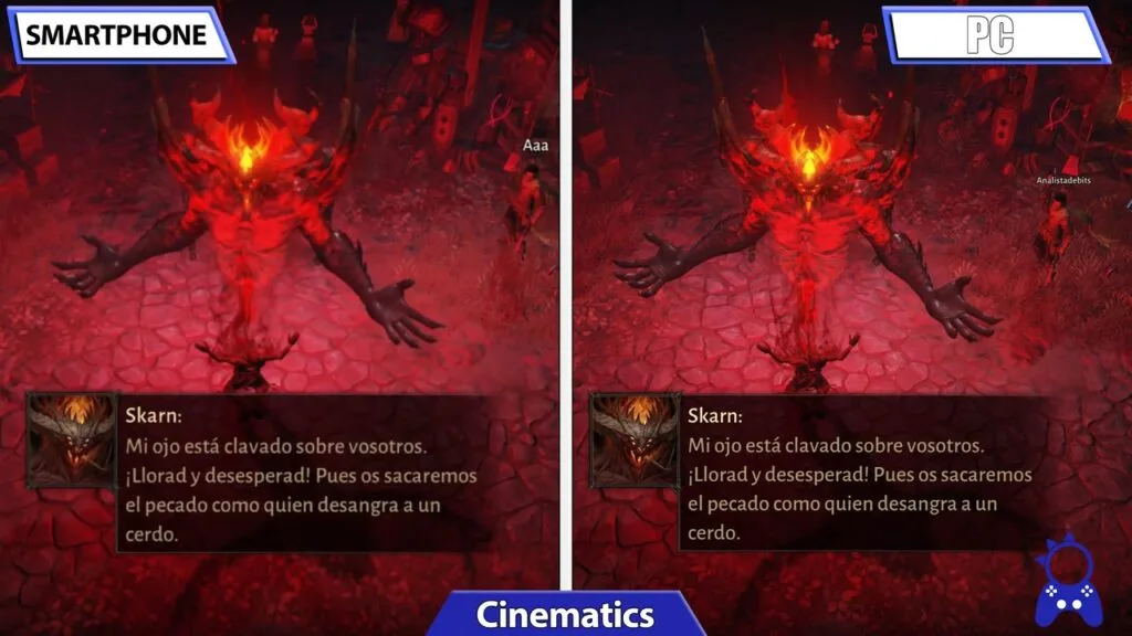 Comparação gráfica Diablo Immortal