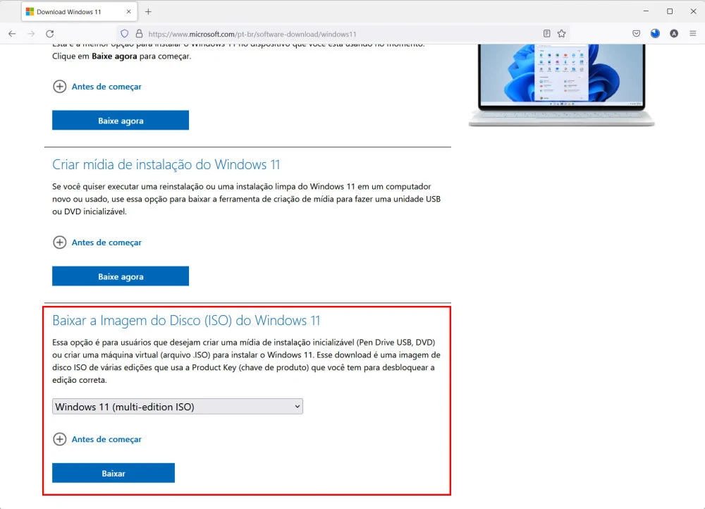 Como instalar o Windows 11 sem uma conta Microsoft - Passo 1
