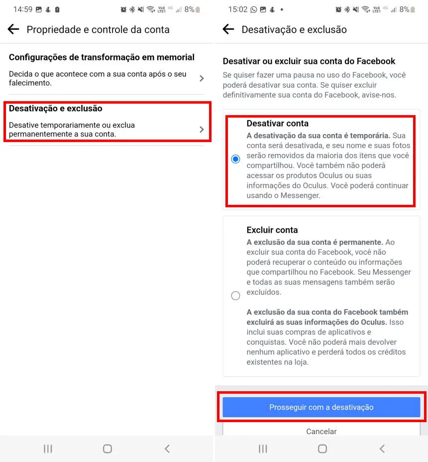 How to deactivate your Facebook profile on mobile - Step 3