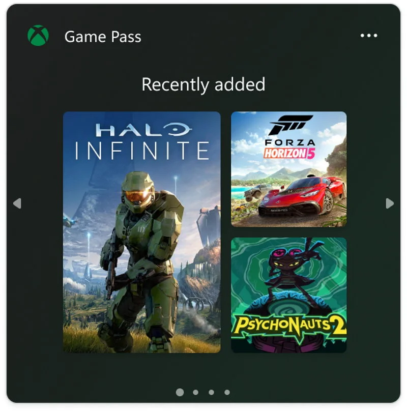 Windows 11 - widget do Game Pass